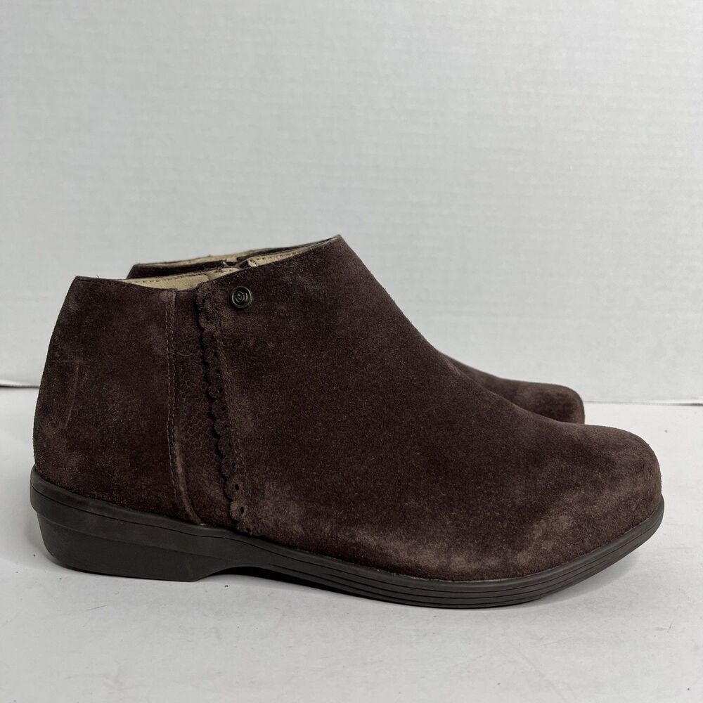 Spenco Orthotic French Roast Dark Brown Suede Ankle Boot Manor SZ 8.5 B